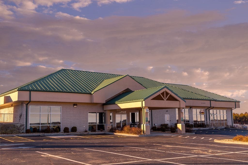 Standing seam metal roof on a clinic in Hollister, MO
